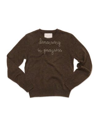 "democracy in progress" Women's Cashmere Crewneck