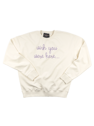 "wish you were here..." Women's Sweatshirt  Lingua Franca NYC XS Cream 