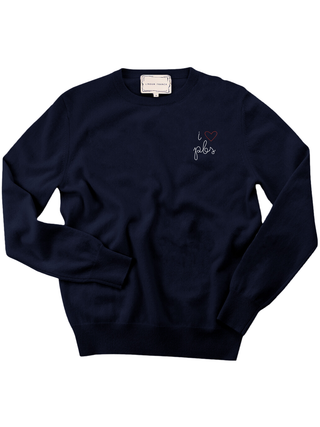 "i heart pbs" Women's Crewneck Cashmere Core LINGUA FRANCA NYC Navy XS