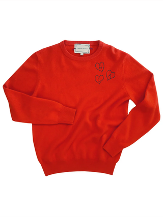 Custom Heart Initial 100% Cashmere Crewneck Sweater