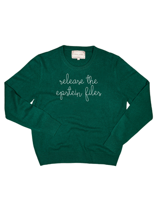 "release the epstein files" Women's Crewneck Cashmere Core LINGUA FRANCA NYC