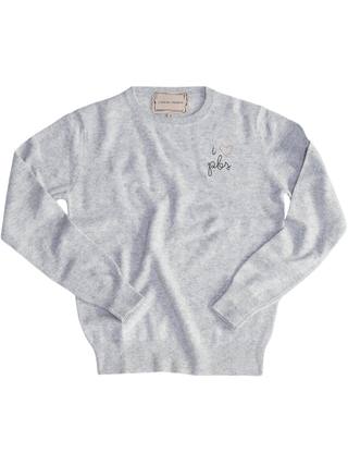"i heart pbs" Women's Crewneck Cashmere Core LINGUA FRANCA NYC Smoke XS