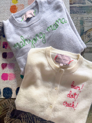 "bam! dot! crack!" Cardigan Cashmere Core LINGUA FRANCA NYC