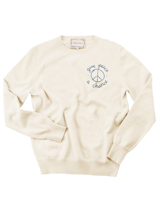 "give peace a chance" Women's Crewneck Cashmere Core LINGUA FRANCA NYC