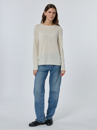 Sans Stitching Silk Cashmere Crewneck Cream