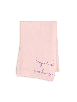 "hugs and resistance" Scarf Cashmere Core LINGUA FRANCA NYC Pale Pink