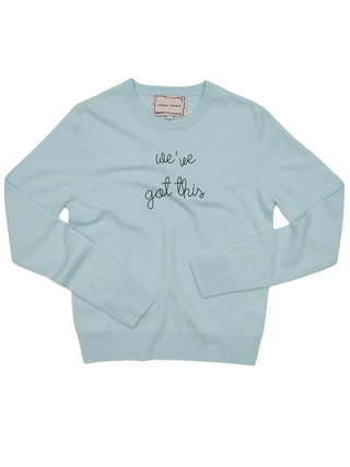 "we've got this" Women's Crewneck Cashmere Core LINGUA FRANCA NYC Seafoam XS