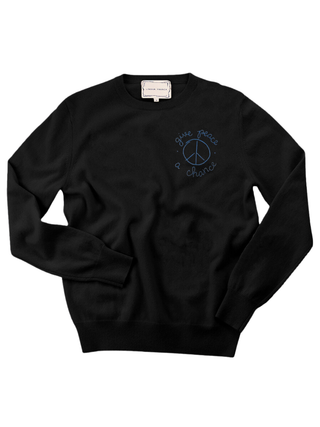 "give peace a chance" Women's Crewneck Cashmere Core LINGUA FRANCA NYC Black XS