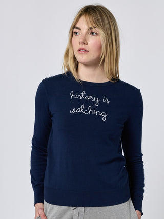 "history is watching" Cotton Silk Crewneck Cotton Silk LINGUA FRANCA NYC