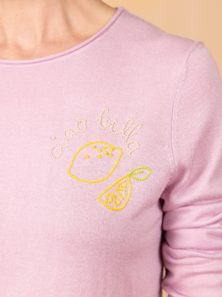 "ciao bella" with lemons Silk Cashmere Crewneck