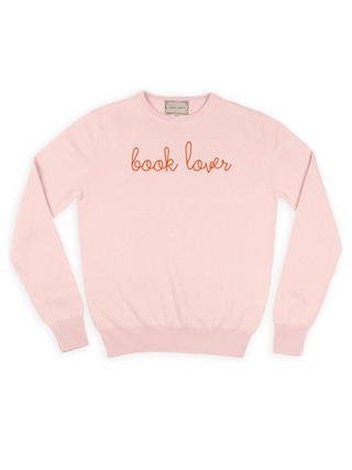 "book lover" Crewneck Sweater Lingua Franca NYC Pale Pink XS 