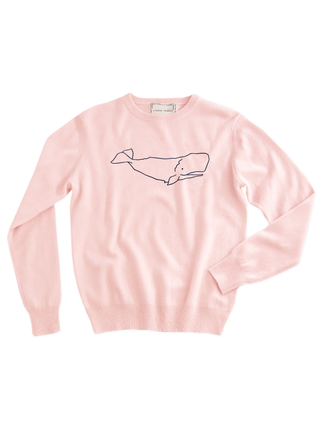 "whale" Crewneck  Lingua Franca NYC Pale Pink XS 