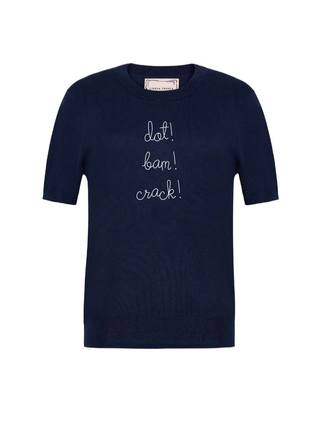 "dot! bam! crack!" Silk Cashmere Short Sleeve Crewneck