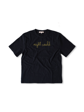 "might could" T-Shirt  Lingua Franca NYC Black XS 