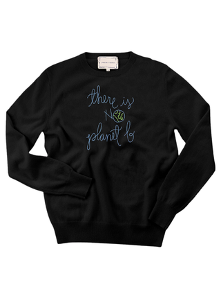 "there is no planet b" Women's Crewneck Cashmere Core LINGUA FRANCA NYC Black XS