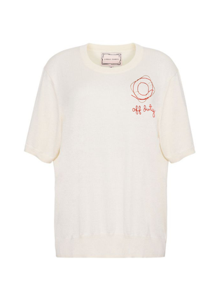 "off duty" Silk Cashmere Short Sleeve Crewneck