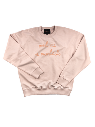 "meet me In montauk" Women's Sweatshirt  Lingua Franca NYC XS Light Pink 