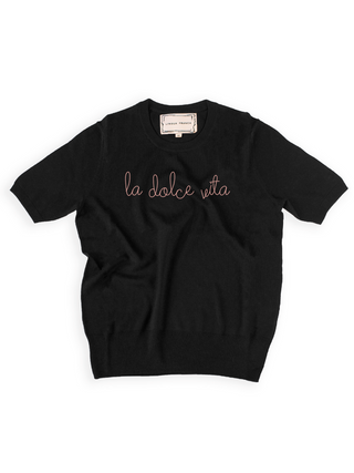 "la dolce vita" Short Sleeve  Lingua Franca NYC Black XS 