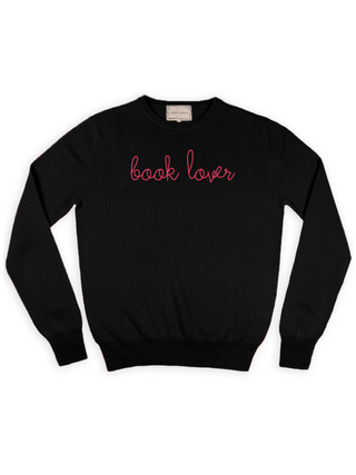 "book lover" Crewneck Sweater Lingua Franca NYC Black XS 