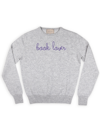 "book lover" Crewneck Sweater Lingua Franca NYC Smoke XS 