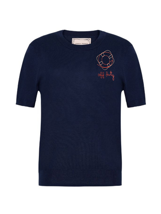 "off duty" Silk Cashmere Short Sleeve Crewneck