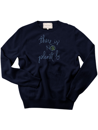 "there is no planet b" Women's Crewneck Cashmere Core LINGUA FRANCA NYC Navy XS