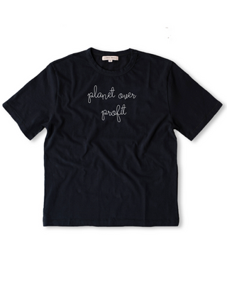 "planet over profit" T-Shirt  Lingua Franca Black XS 