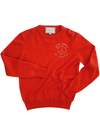 "give peace a chance" Women's Crewneck Cashmere Core LINGUA FRANCA NYC Red XS