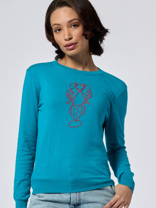 Lobster Crewneck RTW Lingua Franca NYC Teal XS