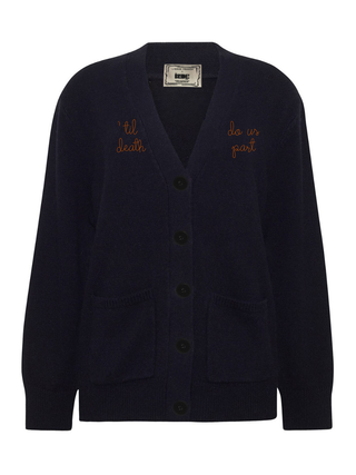 "'til death do us part" Cluny Cardigan Cashmere Core LINGUA FRANCA NYC Navy XS