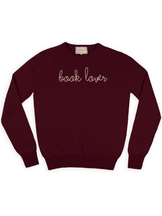 "book lover" Crewneck Sweater Lingua Franca NYC Maroon XS 