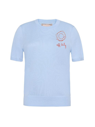 "off duty" Silk Cashmere Short Sleeve Crewneck