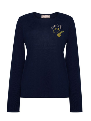 "ciao bella" with lemons Silk Cashmere Crewneck