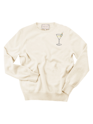 "olive martini" Women's Crewneck Cashmere Core LINGUA FRANCA NYC Cream XS