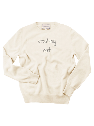 "crashing out" Women's Crewneck Cashmere Core LINGUA FRANCA NYC Cream XS