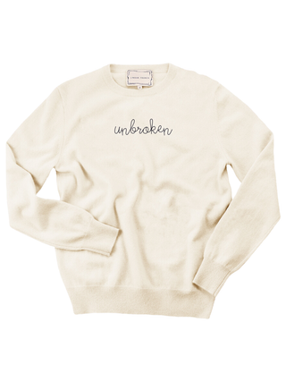 "unbroken" Women's Crewneck Cashmere Core LINGUA FRANCA NYC Cream XS