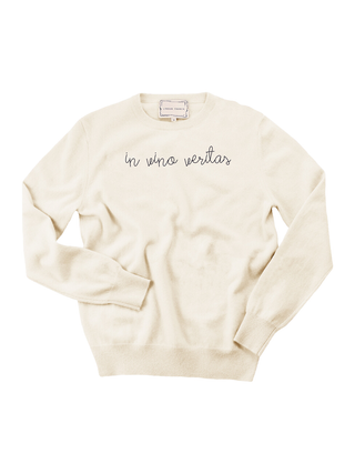 "in vino veritas" Women's Crewneck Cashmere Core LINGUA FRANCA NYC Cream XS