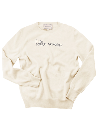 "latke season" Women's Crewneck Cashmere Core LINGUA FRANCA NYC Cream XS
