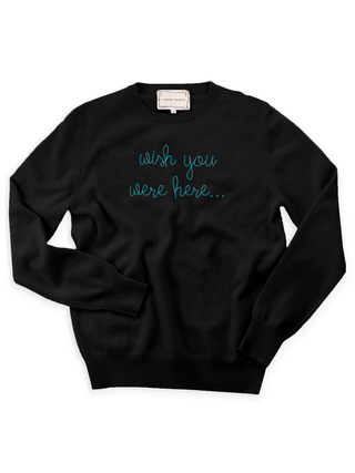 "wish you were here..." Crewneck Sweater Lingua Franca NYC Inc. XS Black 