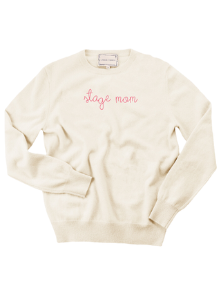 "team mom" Women's Crewneck Cashmere Core LINGUA FRANCA NYC Cream XS
