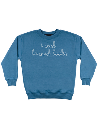 "i read banned books" kids' sweatshirt Sweatshirt Dubow 2T Vintage Blue 