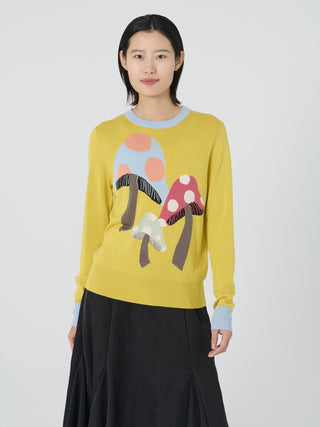 Mushroom Crewneck Sweater ZHEJIANG SPRINGAIR CASHMERE XS Lemon Drop 