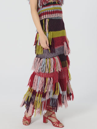 Goldie Fringe Skirt Skirt ITV (TRADING VENTURE SAC) XS Cherry Multi 