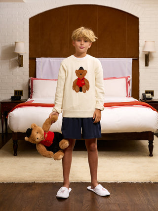 Kids' Bo Bear Cotton Crewneck RTW LINGUA FRANCA NYC