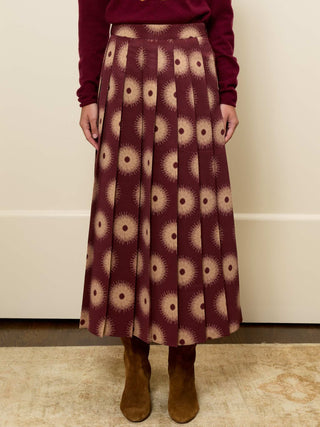 Williams Pleated Skirt RTW LINGUA FRANCA NYC Bordeaux Multi XS