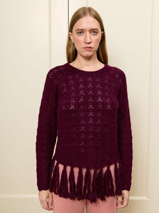 Fia Scallop Sweater RTW LINGUA FRANCA NYC Wine XS