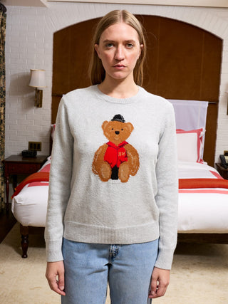 Bo Bear Cotton Crewneck RTW LINGUA FRANCA NYC Smoke XS