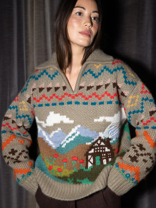 Henrik Polo Sweater RTW Lingua Franca NYC Olive XS