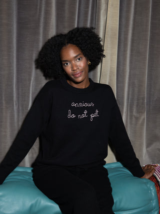 Custom Women's 100% Cashmere Crewneck Sweater Cashmere Core LINGUA FRANCA NYC black