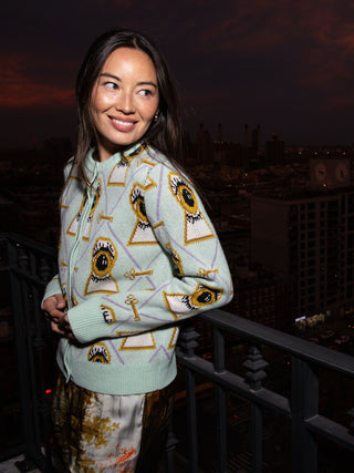 Getty Cardigan RTW LINGUA FRANCA NYC Seaglass XS